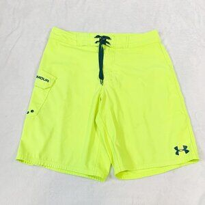 Under Armour heatgear‎ neon yellow unlined swim shorts board shorts
